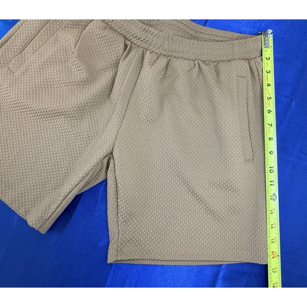 Fleece Factory Men's Medium Brown Shorts Textured Inner Drawstring 7